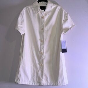 Bagatelle white leather short sleeve mini dress - size m